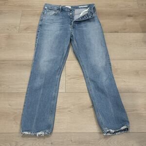 Citizens of Humanity High Rise Button Fly Jolene Jeans Distressed Raw Hem 28